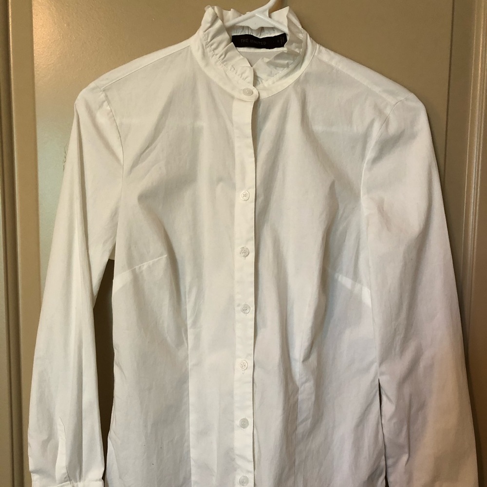 White Dress Shirt with Ruffled Collar and Cuffs